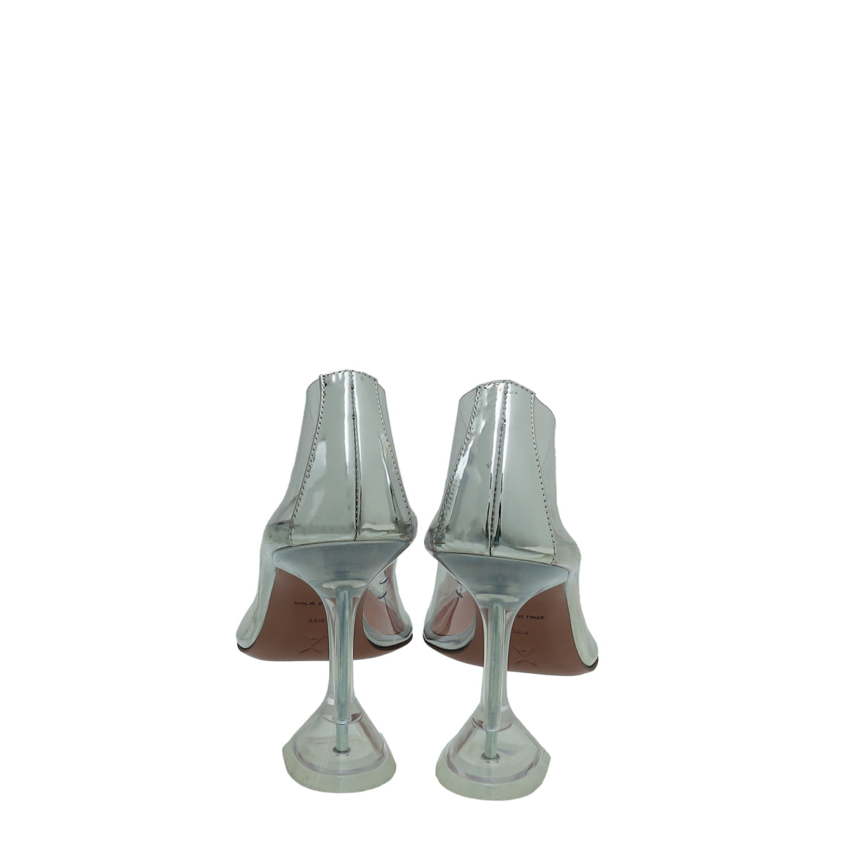 Amina Muaddi Silver PVC Begum Glass Pump 38.5