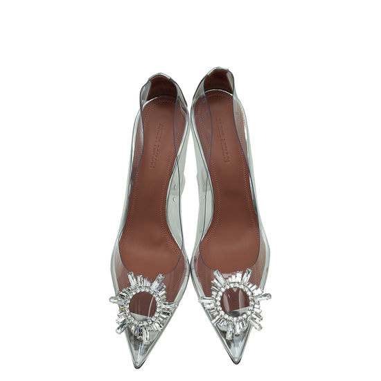 Amina Muaddi Silver PVC Begum Glass Pump 38.5