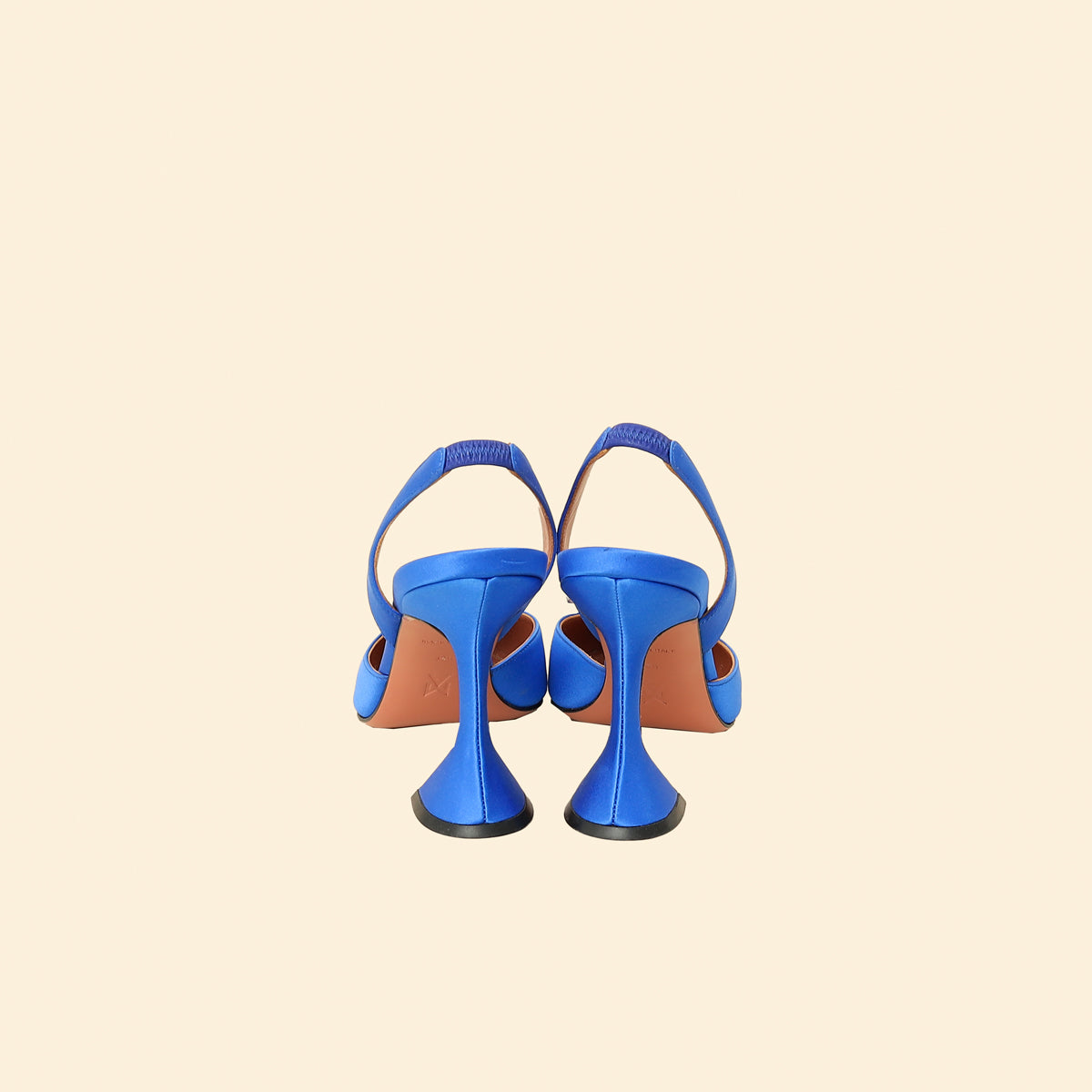 Amina Muaddi Electric Blue Satin Begum Crystal Slingback Pumps 38.5-Amina Muaddi-THE CLOSET