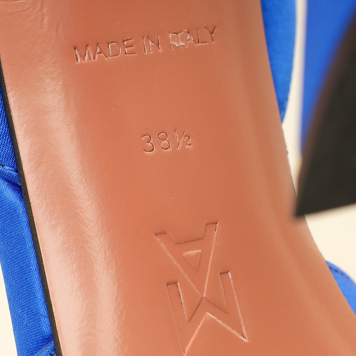 Amina Muaddi Electric Blue Satin Begum Crystal Slingback Pumps 38.5-Amina Muaddi-THE CLOSET