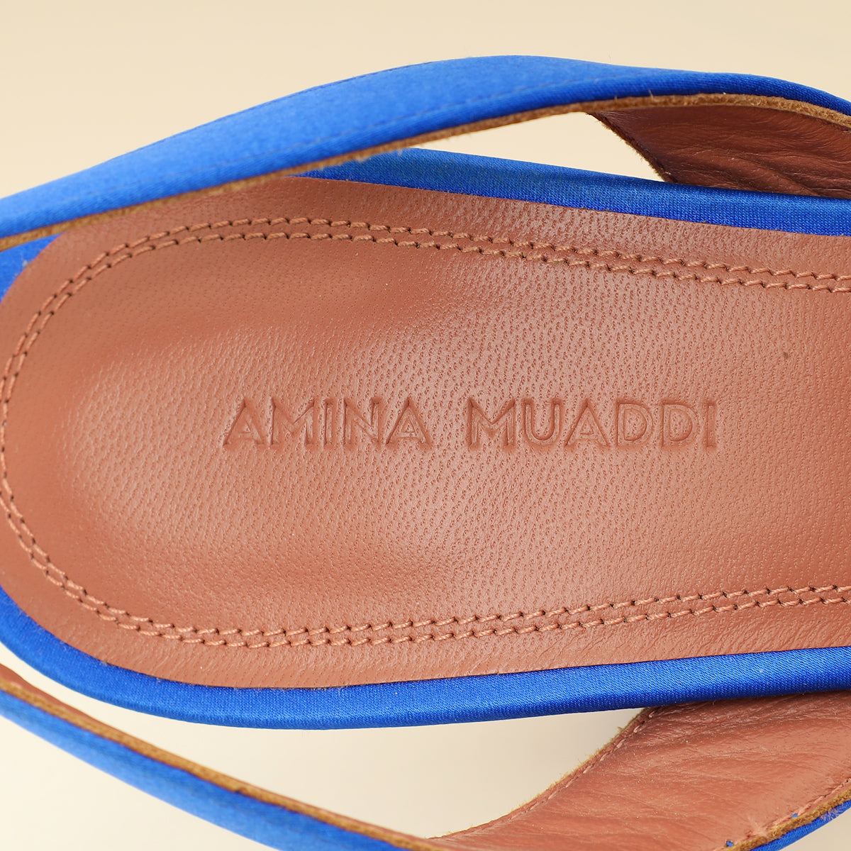 Amina Muaddi Electric Blue Satin Begum Crystal Slingback Pumps 38.5-Amina Muaddi-THE CLOSET