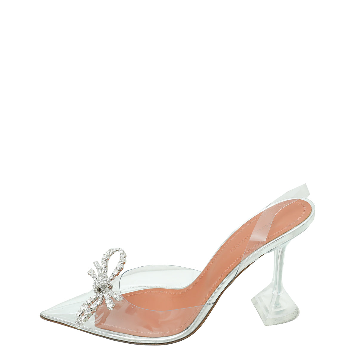 Amina Muaddi Clear Rosie Glass Crystal Bow PVC Pump 38