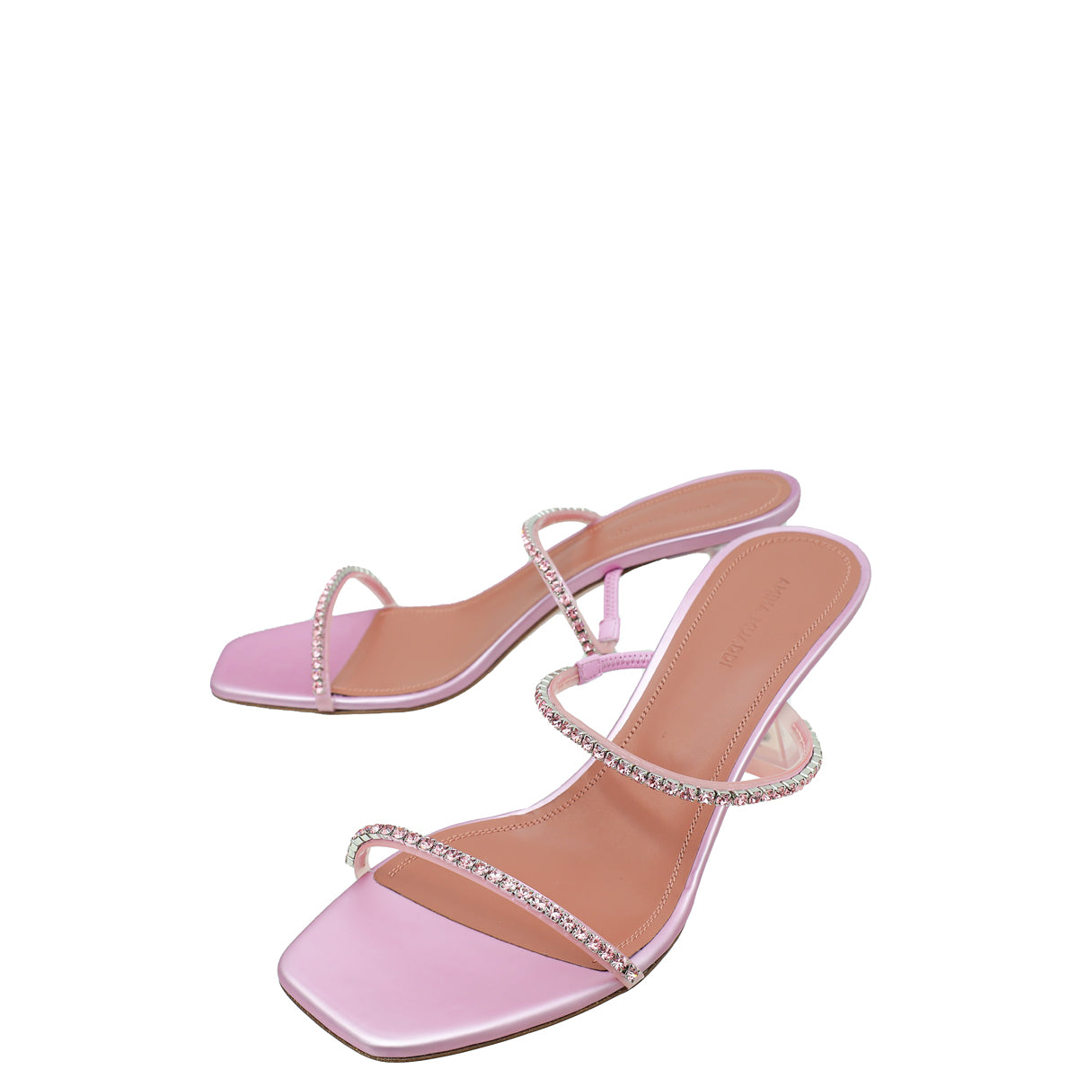 Amina Muaddi Pink Gilda Glass Mules 39-Amina Muaddi-THE CLOSET