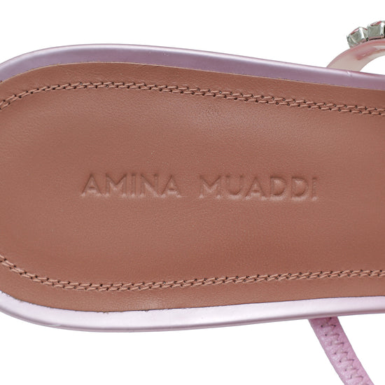 Amina Muaddi Pink Gilda Glass Mules 39