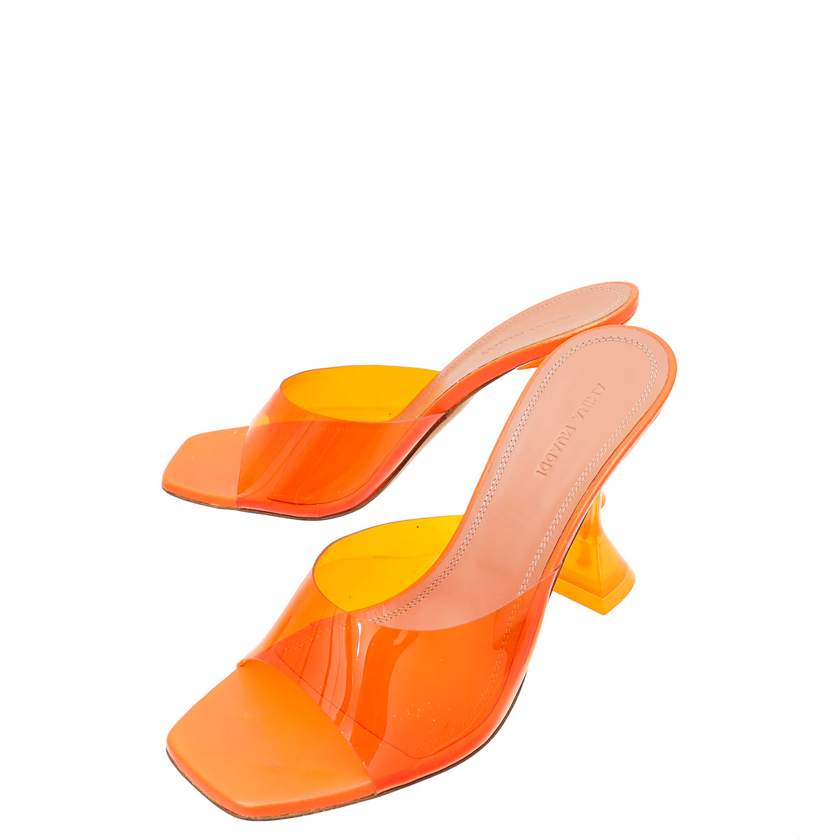 Amina Muaddi Orange Lupita Glass Slipper 39-Amina Muaddi-THE CLOSET