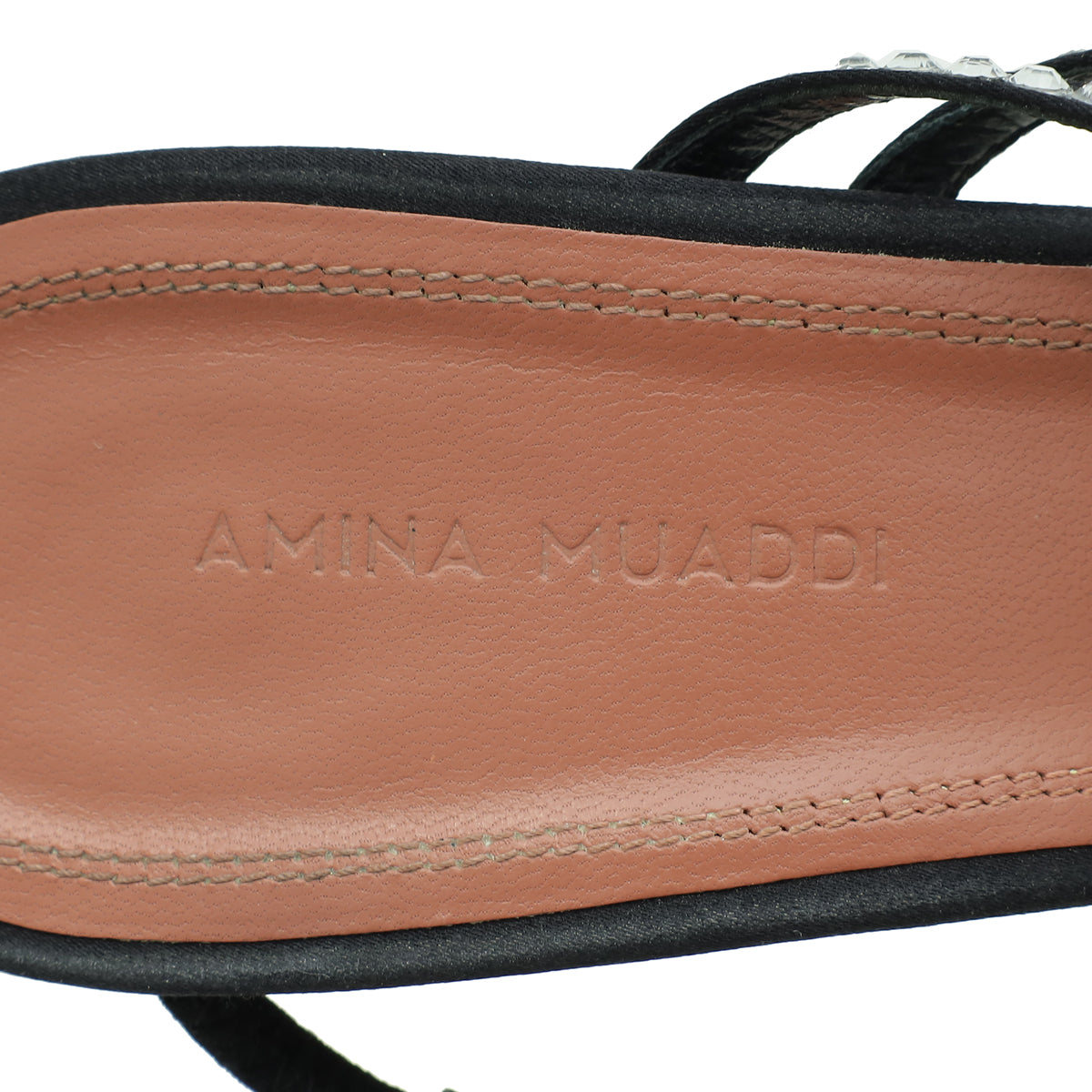 Amina Muaddi Black Satin Naima 95 Mules 39