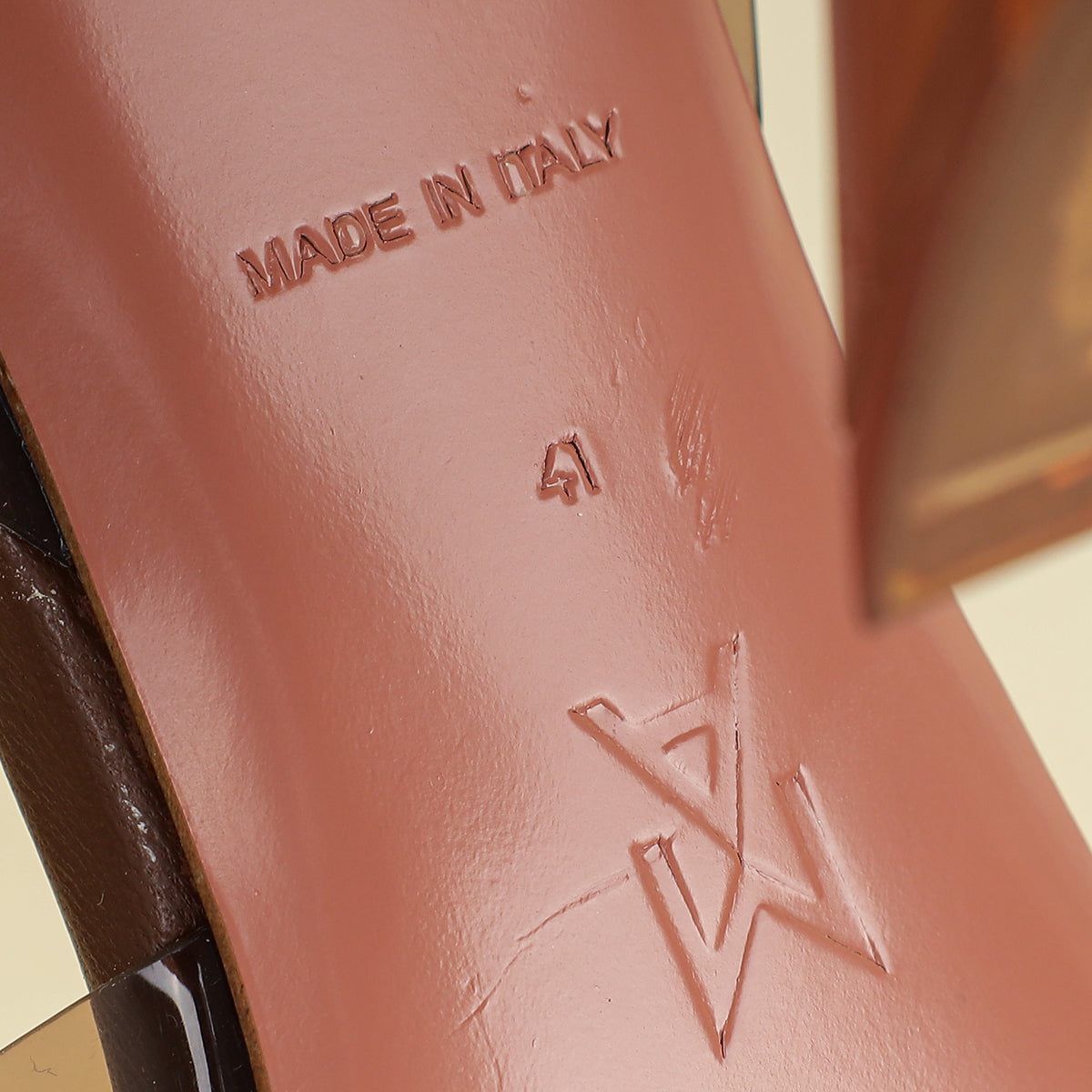 Amina Muaddi Mocha Holli Glass Sling 41