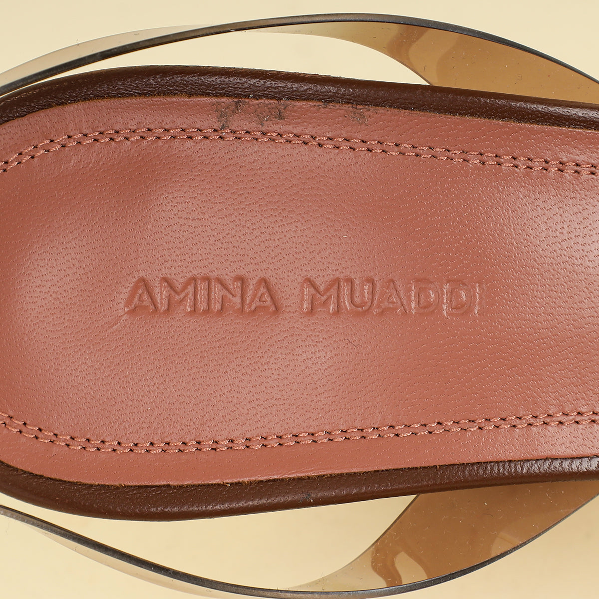 Amina Muaddi Mocha Holli Glass Sling 41