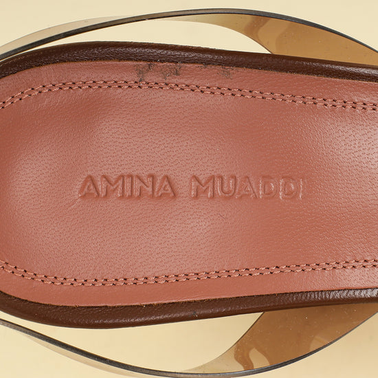 Amina Muaddi Mocha Holli Glass Sling 41