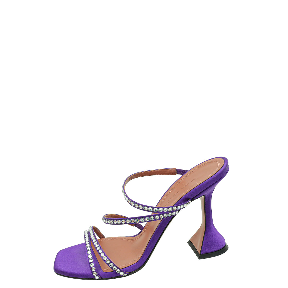 Amina Muaddi Purple Naima Satin Crystal Sandal 35.5