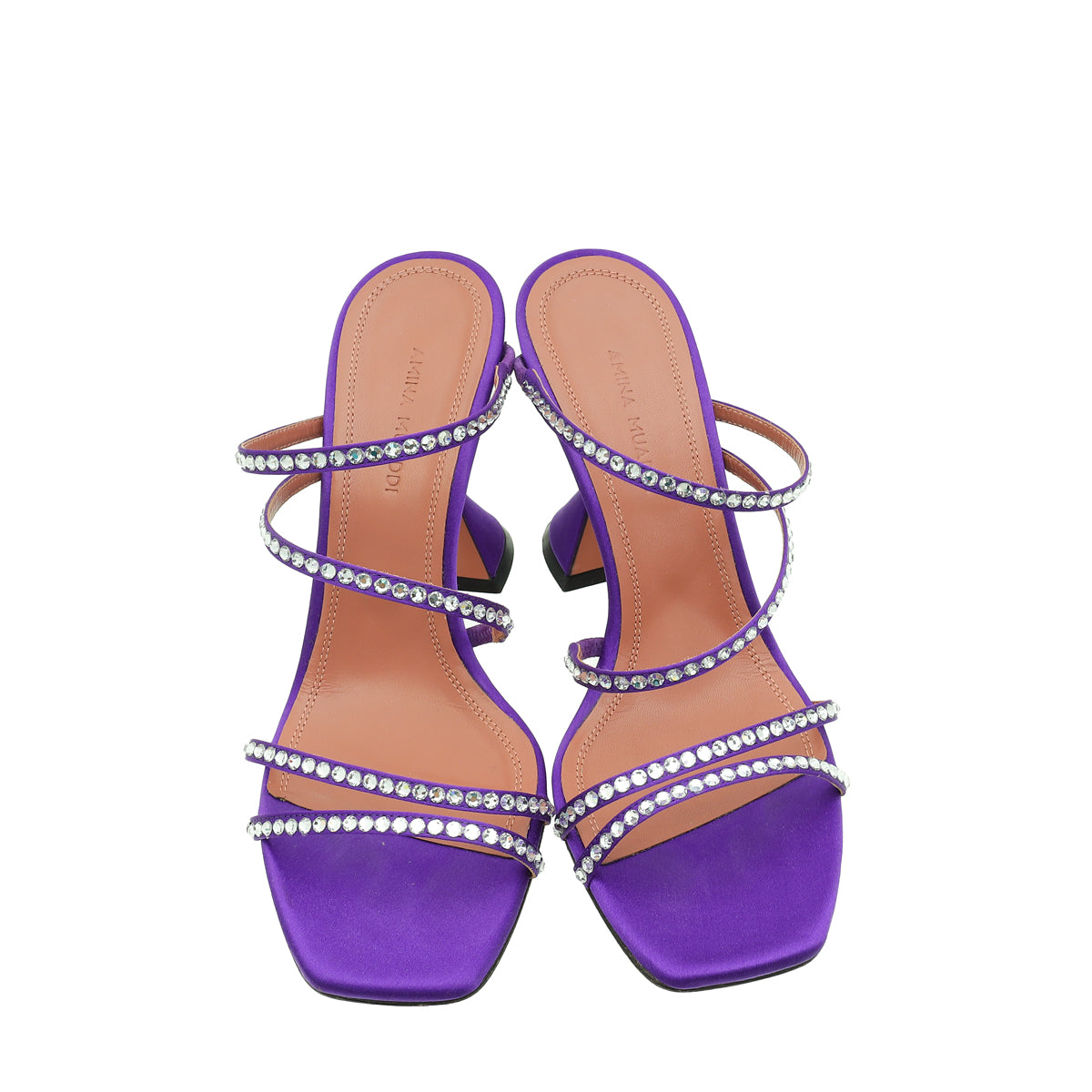 Amina Muaddi Purple Naima Satin Crystal Sandal 35.5