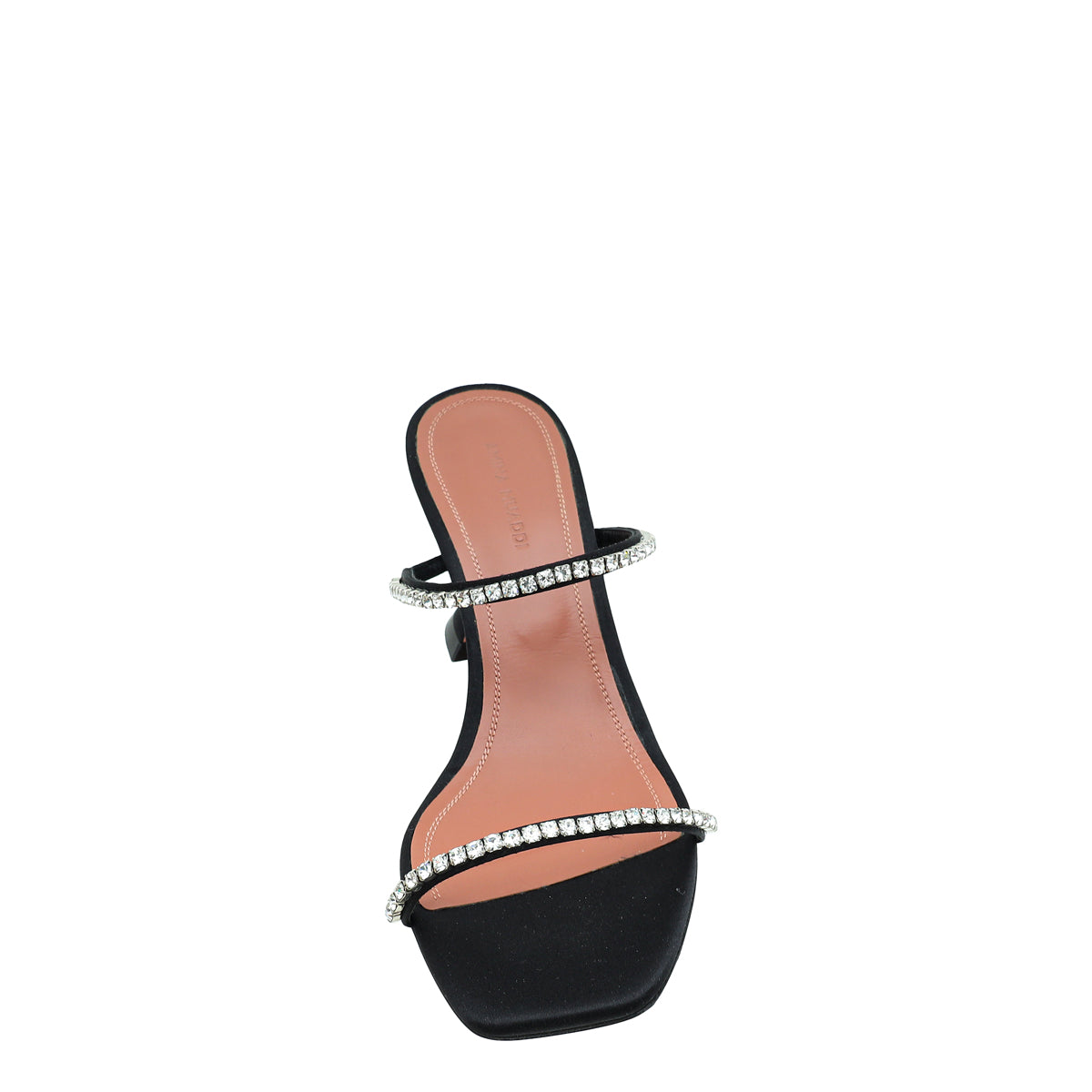 Amina Muaddi Black Satin Crystal Gilda Sandals 37.5-Amina Muaddi-THE CLOSET