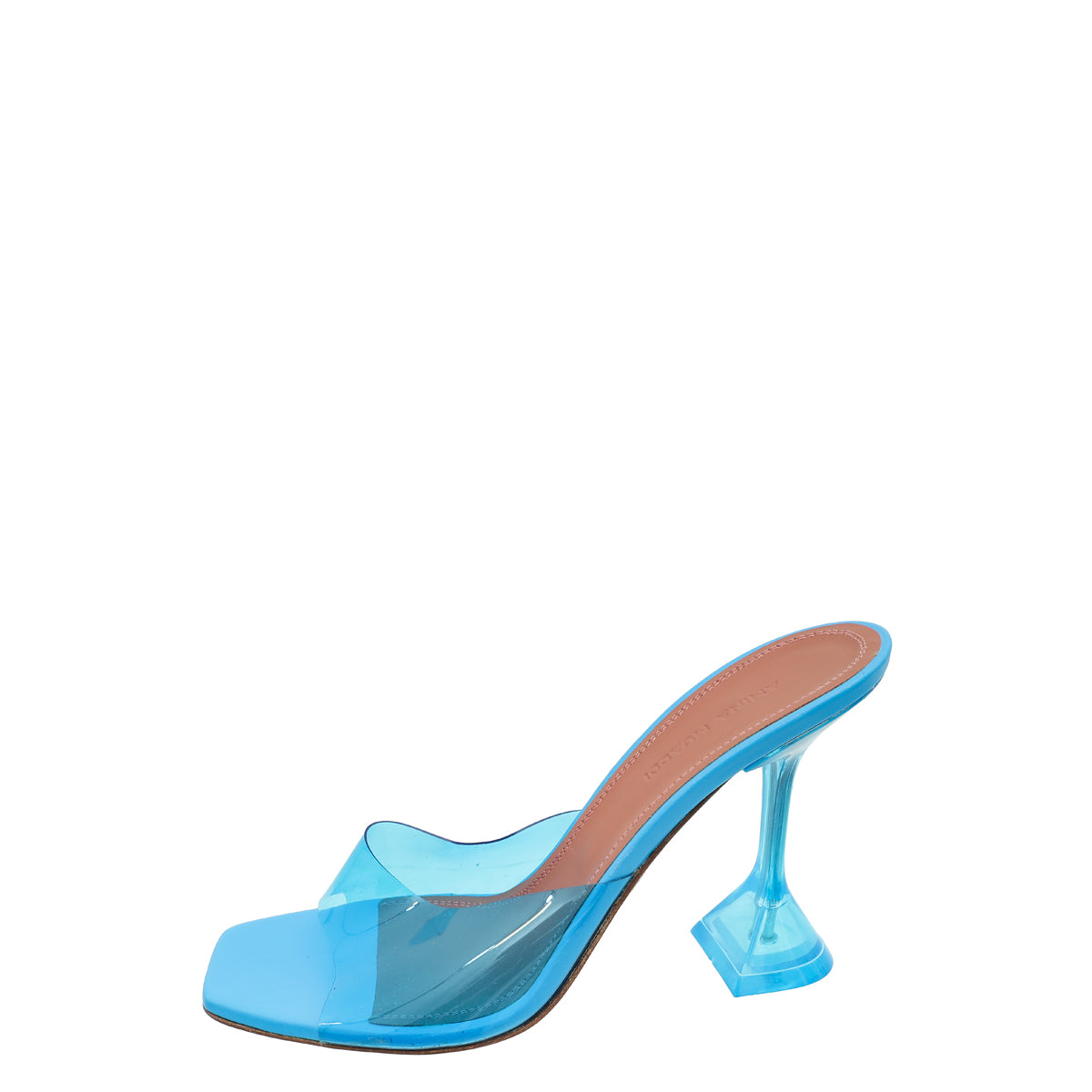 Amina Muaddi Blue Lupita Glass PVC Transparent Slipper 37