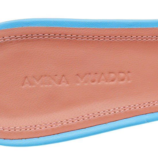 Amina Muaddi Blue Lupita Glass PVC Transparent Slipper 37