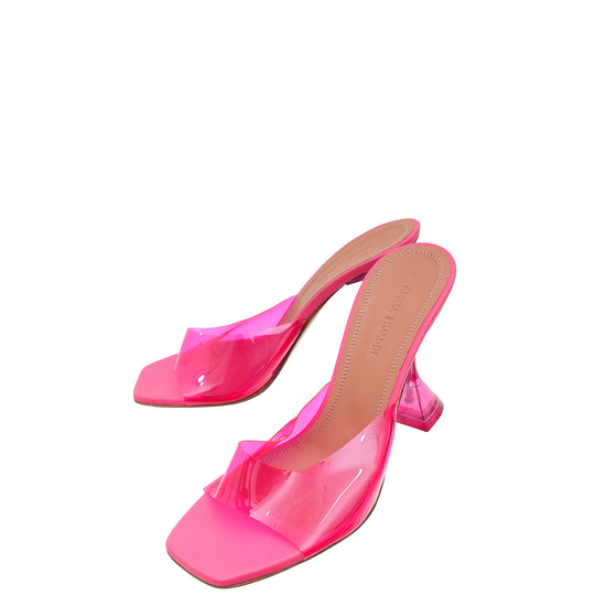 Amina Muaddi Pink Lupita Glass PVC Transparent Slipper 37