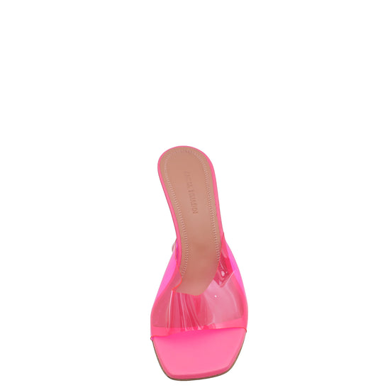 Amina Muaddi Pink Lupita Glass PVC Transparent Slipper 37