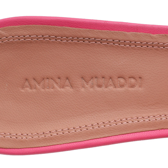 Amina Muaddi Pink Lupita Glass PVC Transparent Slipper 37