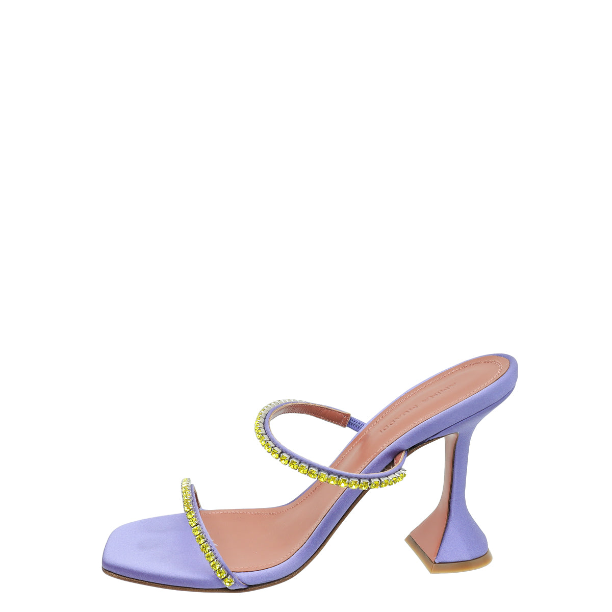 Amina Muaddi Lilac Satin Crystal Gilda Sandals 37