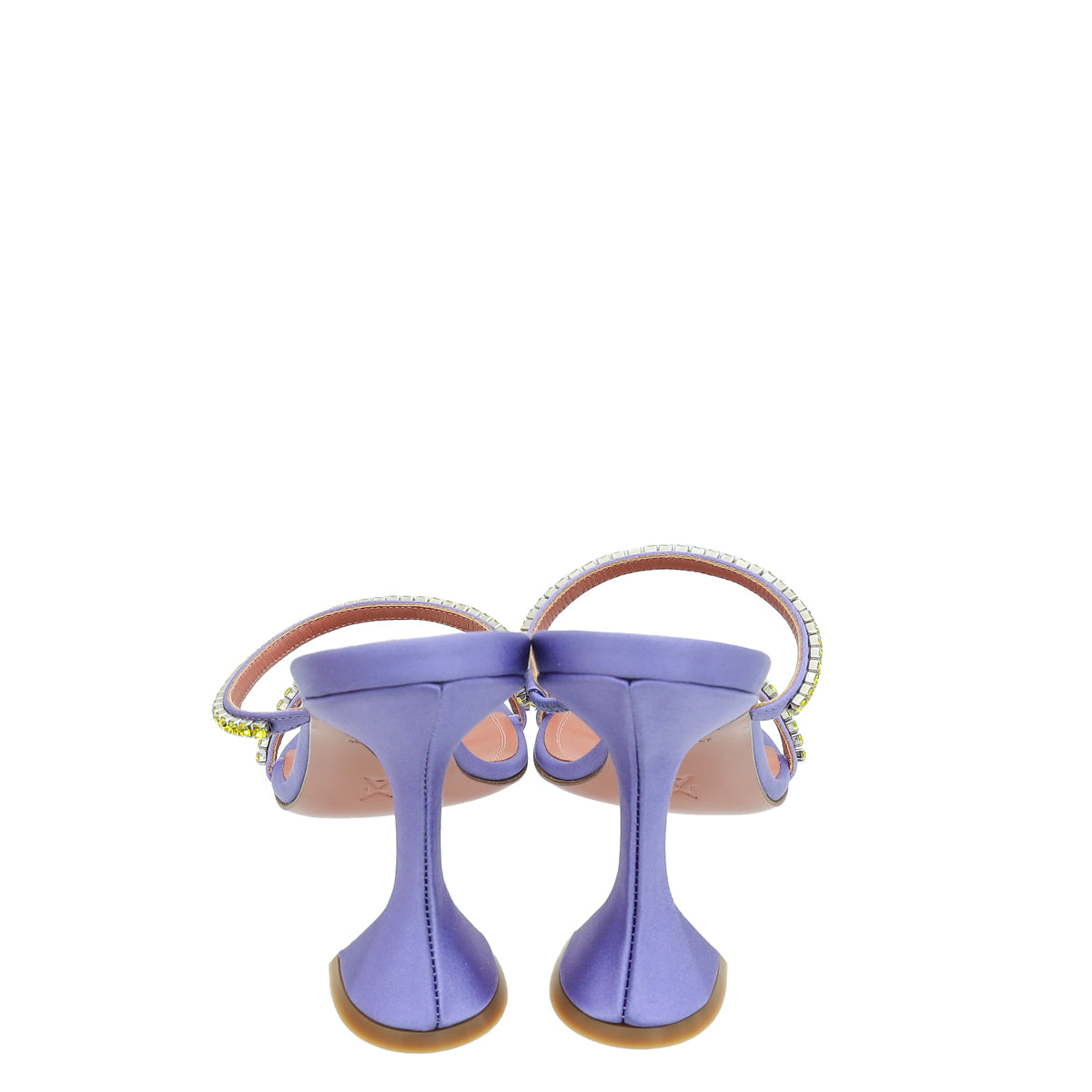 Amina Muaddi Lilac Satin Crystal Gilda Sandals 37