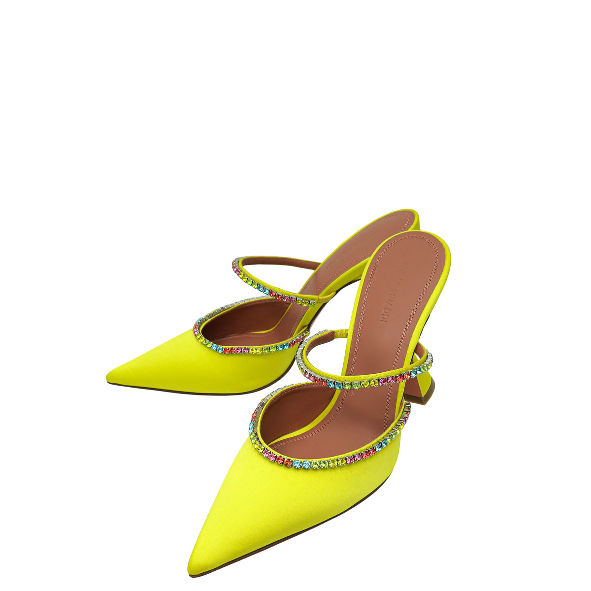 Amina Muaddi Citine Satin Gilda Mule 38.5