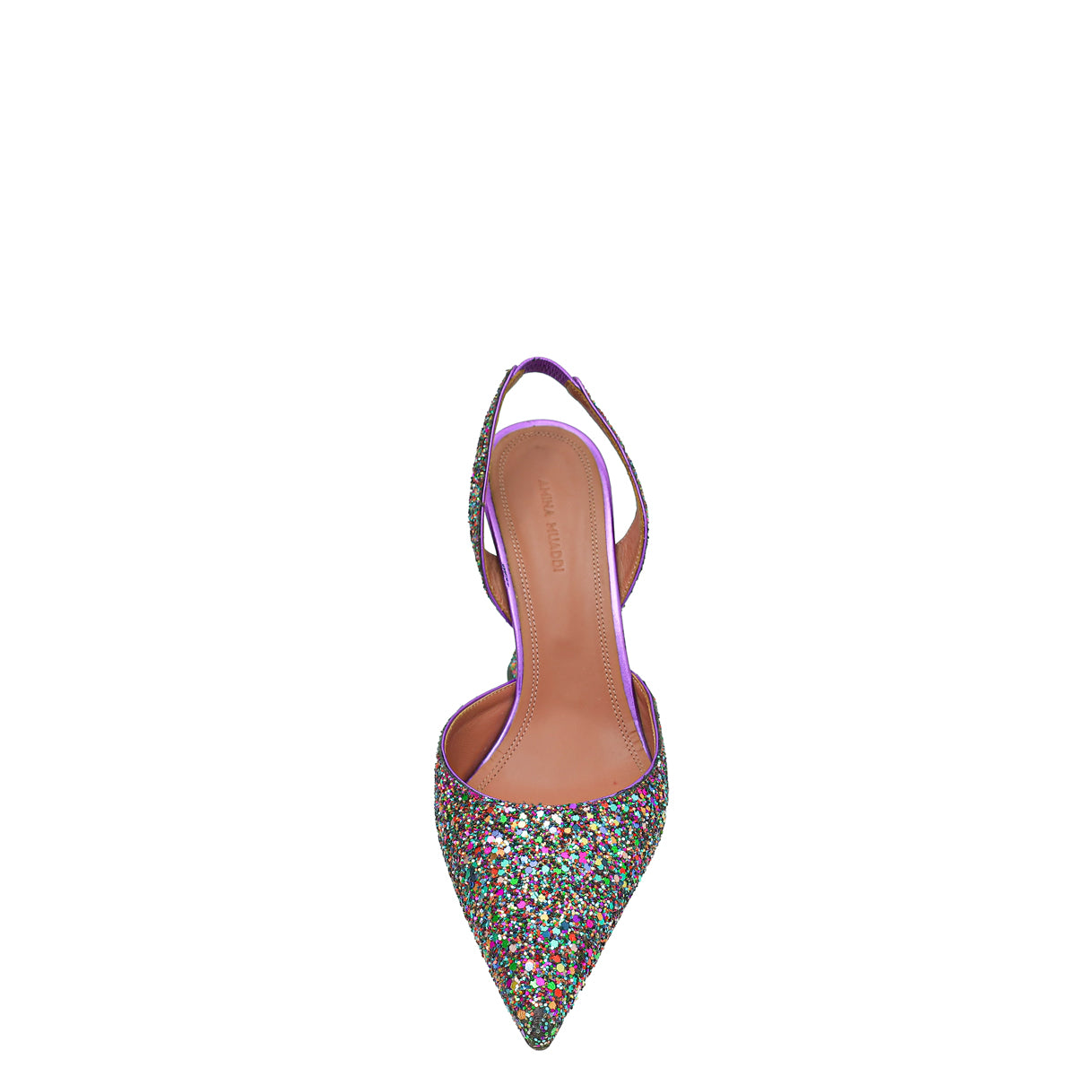 Amina Muaddi Metallic Purple Multicolor Glitter Holli Slingback Pumps 39-Amina Muaddi-THE CLOSET