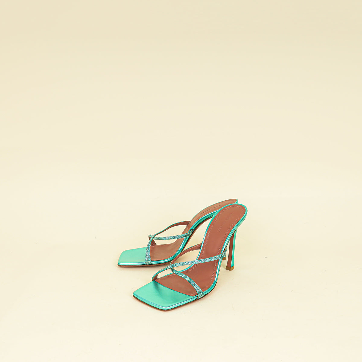 Amina Muaddi Metallic Caribbean Adriana Crystal Mules Sandal 39-Amina Muaddi-THE CLOSET