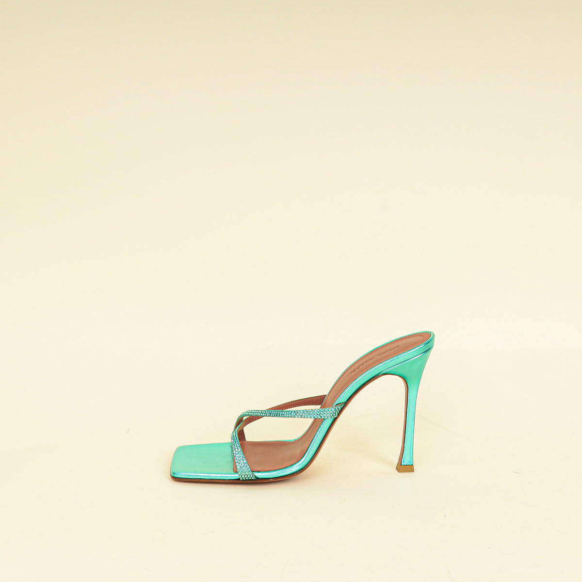 Amina Muaddi Metallic Caribbean Adriana Crystal Mules Sandal 39-Amina Muaddi-THE CLOSET