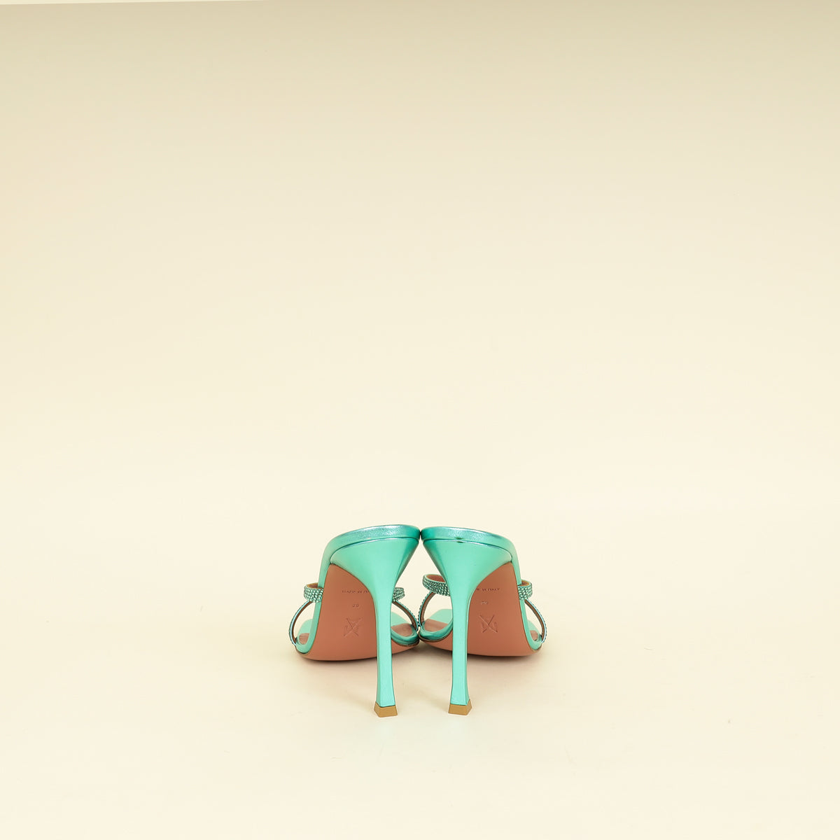 Amina Muaddi Metallic Caribbean Adriana Crystal Mules Sandal 39-Amina Muaddi-THE CLOSET