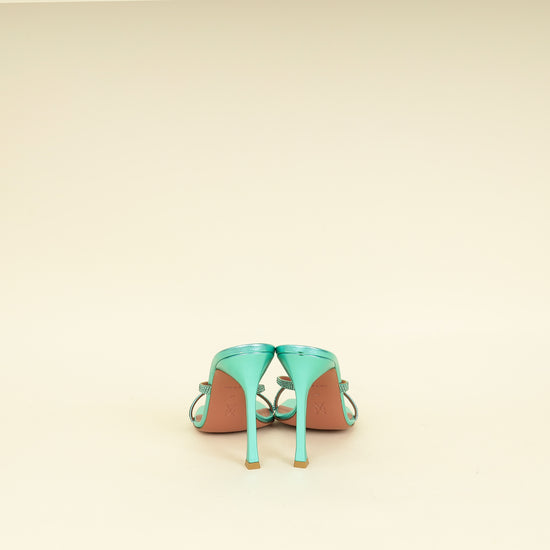 Amina Muaddi Metallic Caribbean Adriana Crystal Mules Sandal 39-Amina Muaddi-THE CLOSET