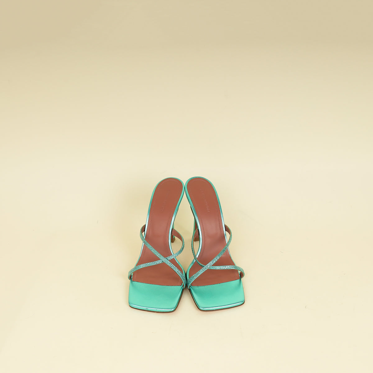 Amina Muaddi Metallic Caribbean Adriana Crystal Mules Sandal 39-Amina Muaddi-THE CLOSET