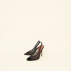 Amina Muaddi Black Kristina 105 Slingback Pumps 39