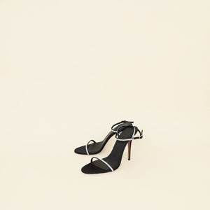Amina Muaddi Black Barbara 105 Crystal Sandals 39