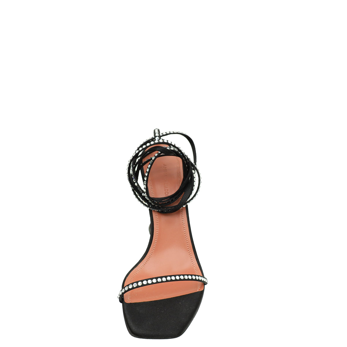 Amina Muaddi Black Satin Crystal Vita Sandals 39.5-Amina Muaddi-THE CLOSET
