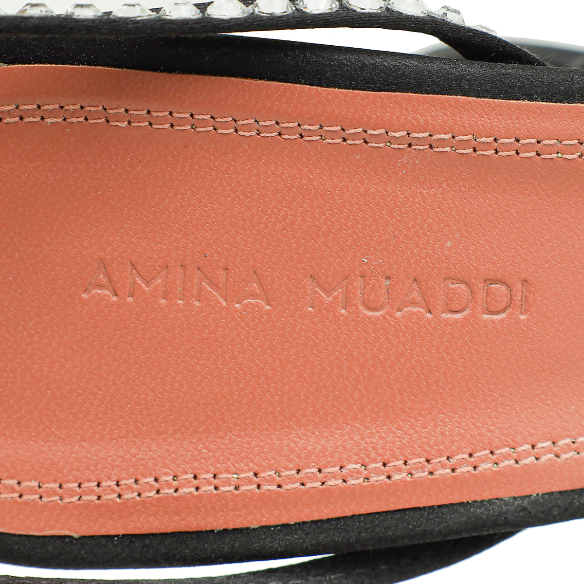 Amina Muaddi Black Satin Crystal Vita Sandals 39.5