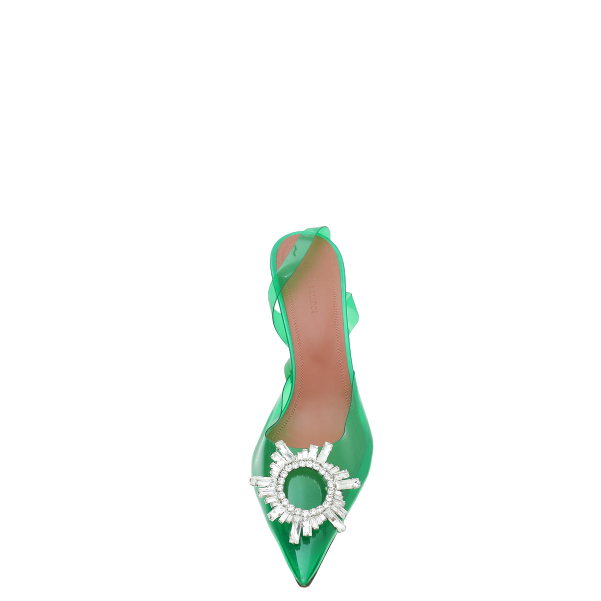 Amina Muaddi Green PVC Crystal Begum Slingback Pumps 40-Amina Muaddi-THE CLOSET