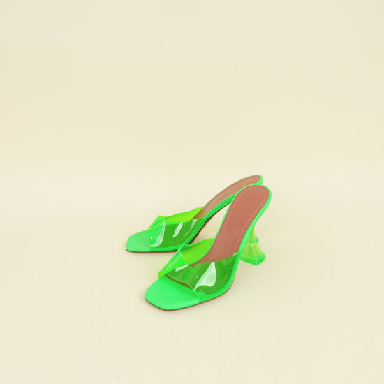 Amina Muaddi Green Lupita Glass PVC Transparent Slipper 37.5