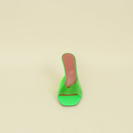 Amina Muaddi Green Lupita Glass PVC Transparent Slipper 37.5