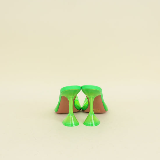 Amina Muaddi Green Lupita Glass PVC Transparent Slipper 37.5