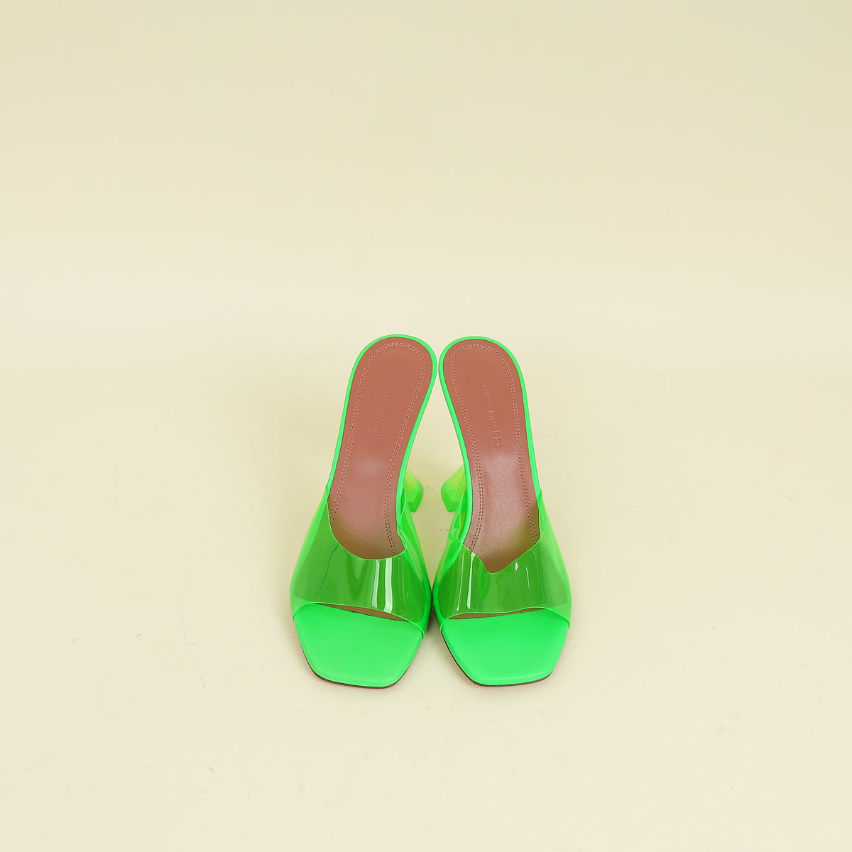 Amina Muaddi Green Lupita Glass PVC Transparent Slipper 37.5
