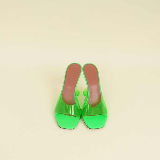 Amina Muaddi Green Lupita Glass PVC Transparent Slipper 37.5