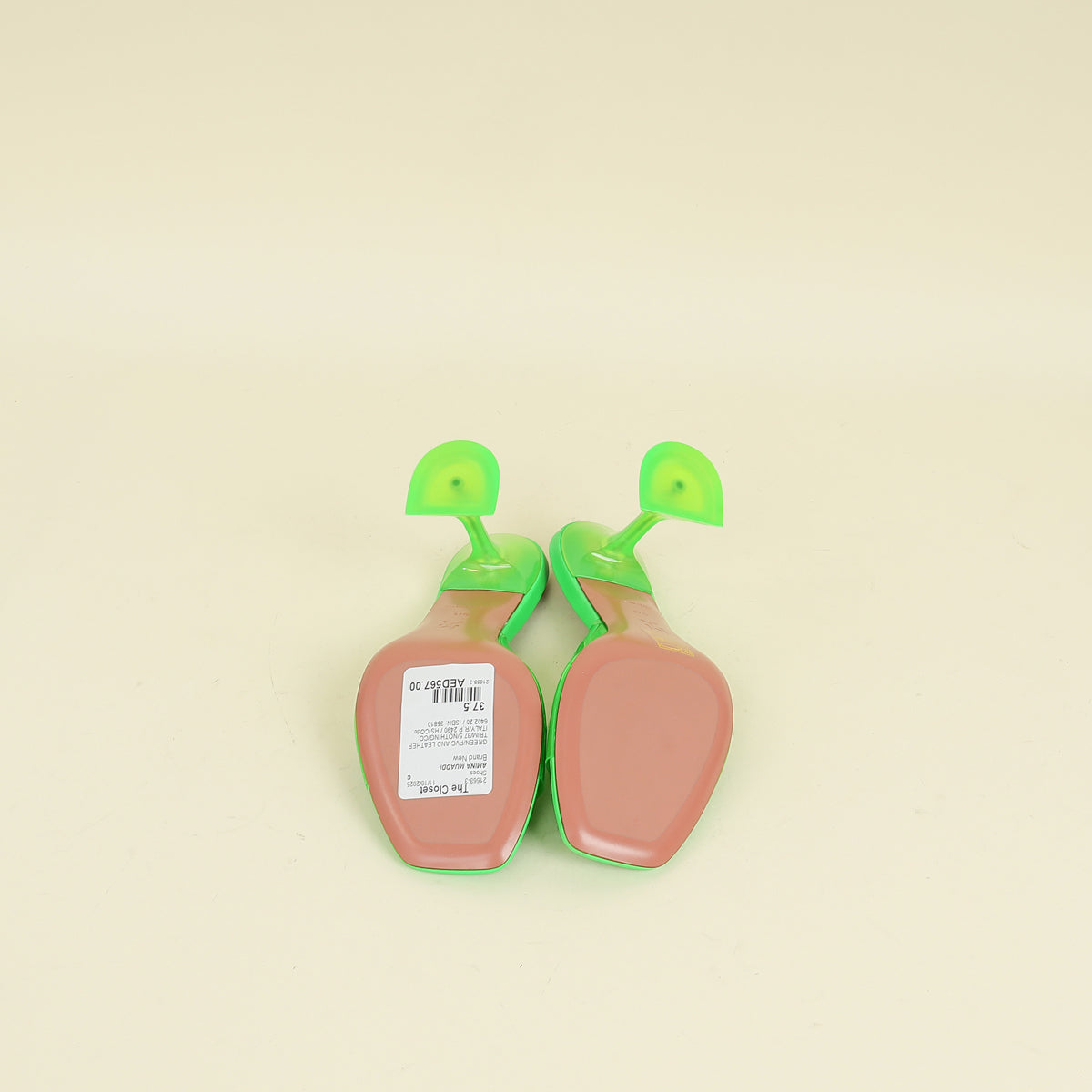 Amina Muaddi Green Lupita Glass PVC Transparent Slipper 37.5