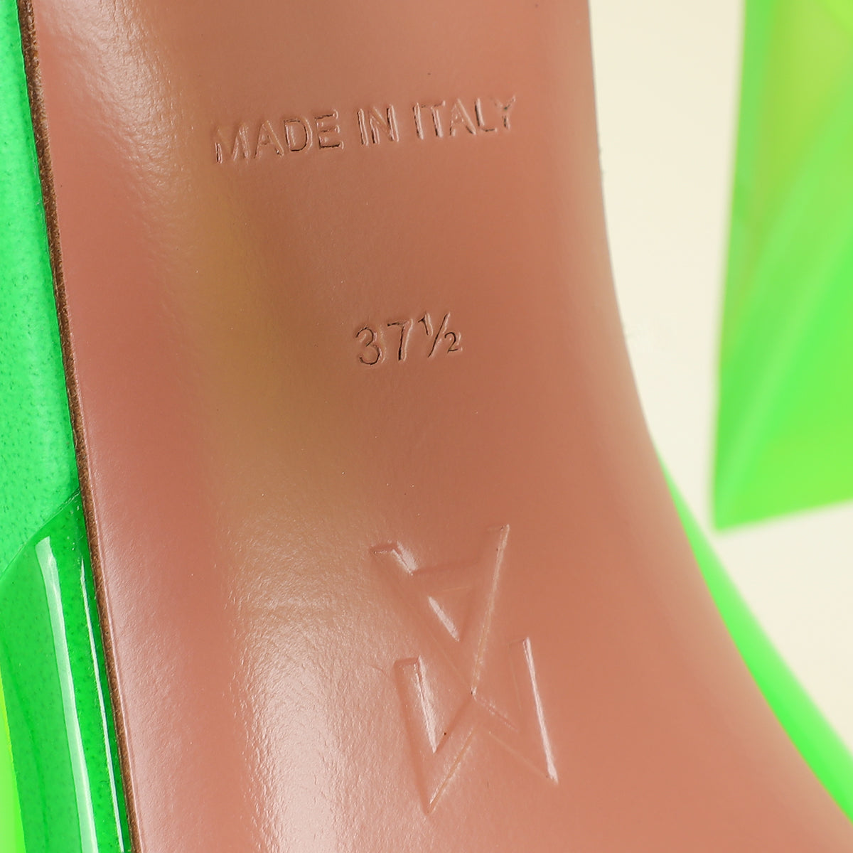 Amina Muaddi Green Lupita Glass PVC Transparent Slipper 37.5