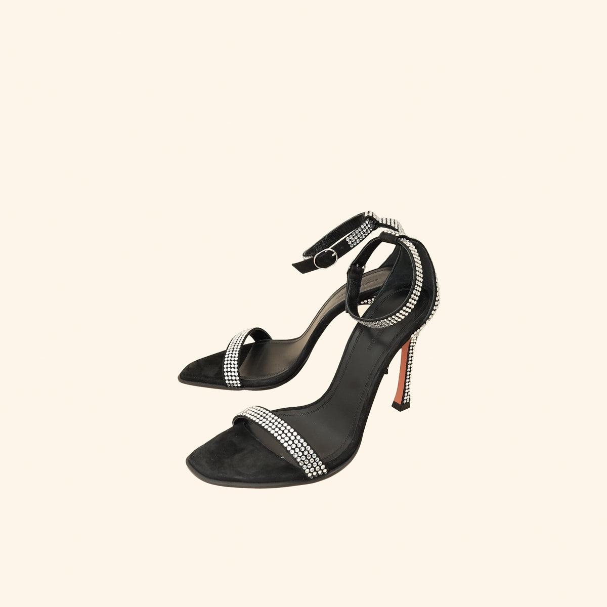 Amina Muaddi Black Kim Crystal Sandal 37.5-Amina Muaddi-THE CLOSET