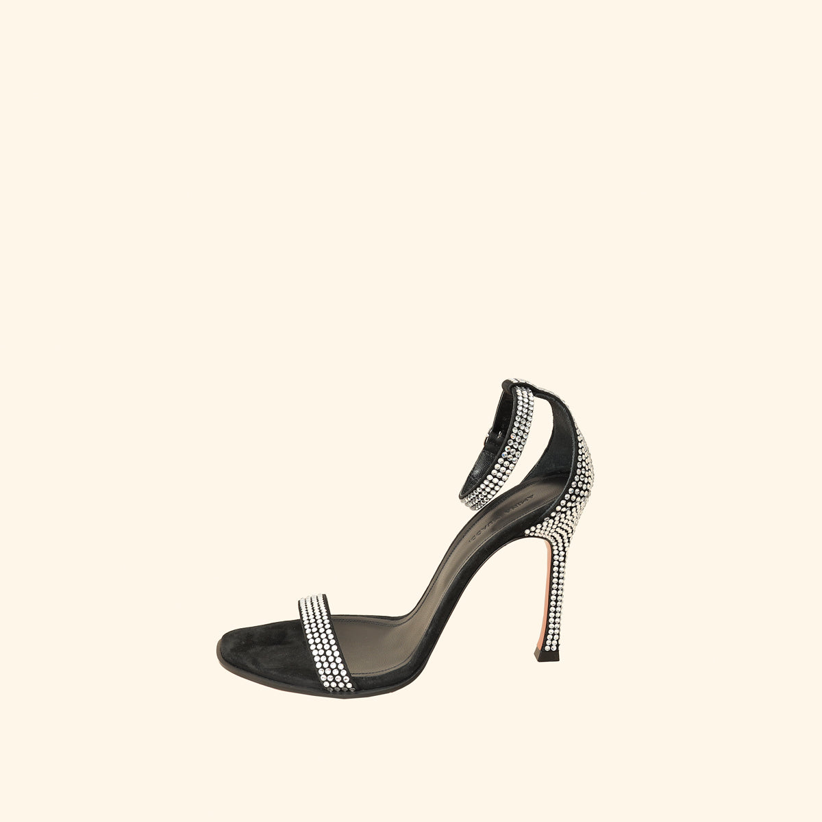 Amina Muaddi Black Kim Crystal Sandal 37.5-Amina Muaddi-THE CLOSET