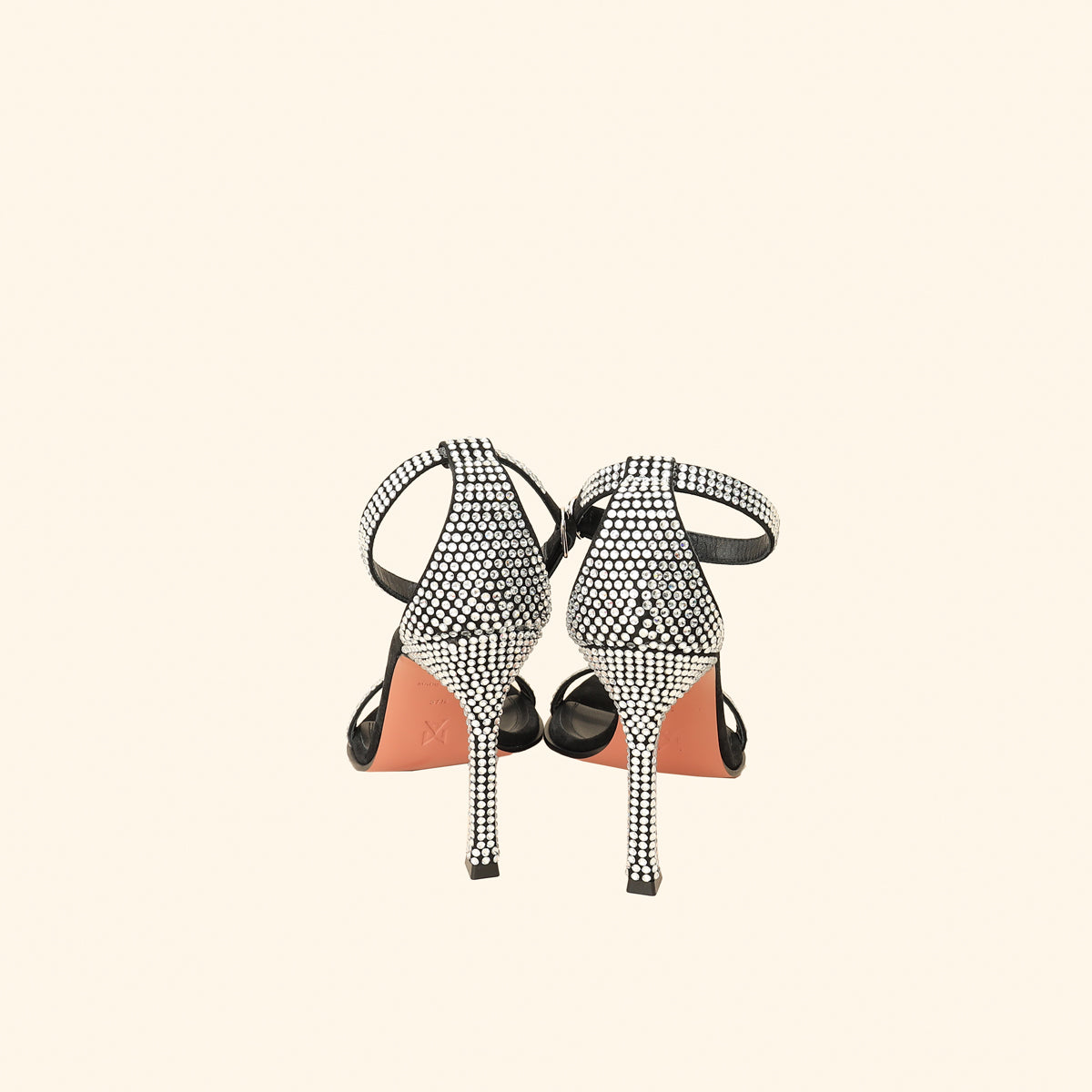 Amina Muaddi Black Kim Crystal Sandal 37.5-Amina Muaddi-THE CLOSET