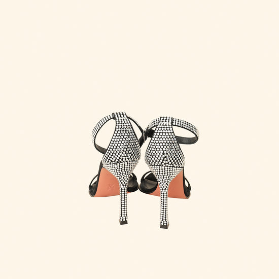 Amina Muaddi Black Kim Crystal Sandal 37.5-Amina Muaddi-THE CLOSET