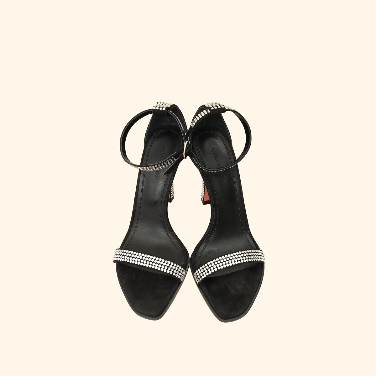 Amina Muaddi Black Kim Crystal Sandal 37.5-Amina Muaddi-THE CLOSET
