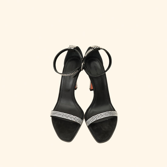 Amina Muaddi Black Kim Crystal Sandal 37.5-Amina Muaddi-THE CLOSET
