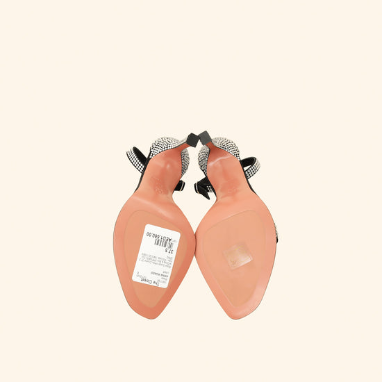 Amina Muaddi Black Kim Crystal Sandal 37.5-Amina Muaddi-THE CLOSET