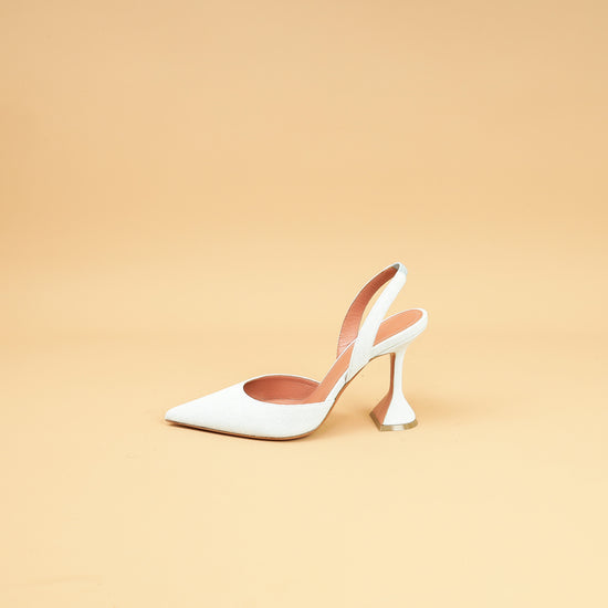 Amina Muaddi Light Blue Denim Holli Sling 95 Pumps 37.5-Amina Muaddi-THE CLOSET